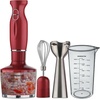 image:imageOVENTE Corded Hand Blender Set with Whisk Beaker and Chopper Red HS585R