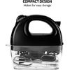 image:imageOVENTE Portable Electric Hand Mixer 5 Speed Mixing 150W Powerful Blender for Baking amp Cooking with 2 Stainless Steel Chrome Beater Attachments amp Snap Clear Case Compact Easy Storage Turquoise HM161TMixer  Black