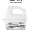 image:imageOVENTE Portable Electric Hand Mixer 5 Speed Mixing 150W Powerful Blender for Baking amp Cooking with 2 Stainless Steel Chrome Beater Attachments amp Snap Clear Case Compact Easy Storage Turquoise HM161TMixer  White