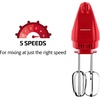 image:imageOVENTE Portable Electric Hand Mixer 5 Speed Mixing 150W Powerful Blender for Baking amp Cooking with 2 Stainless Steel Chrome Beater Attachments amp Snap Clear Case Compact Easy Storage Turquoise HM161TMixer  Red