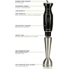 image:imageOvente MultiPurpose Immersion Hand Blender Set  300Watts 2Speed  Stainless Steel Blades and Detachable Shaft  Includes Egg Whisk and BPAFree Beaker 24 oz  Black HS583B