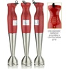 image:imageOvente MultiPurpose Immersion Hand Blender Set  300Watts 2Speed  Stainless Steel Blades and Detachable Shaft  Includes Egg Whisk and BPAFree Beaker 24 oz  Red HS583R