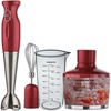 image:imageOVENTE Corded Hand Blender Set with Whisk Beaker and Chopper Red HS585R
