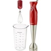 image:imageOvente MultiPurpose Immersion Hand Blender Set  300Watts 2Speed  Stainless Steel Blades and Detachable Shaft  Includes Egg Whisk and BPAFree Beaker 24 oz  Red HS583R