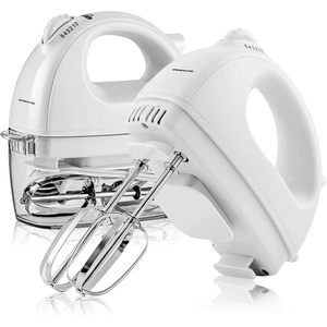 image:imageOVENTE Portable Electric Hand Mixer 5 Speed Mixing 150W Powerful Blender for Baking amp Cooking with 2 Stainless Steel Chrome Beater Attachments amp Snap Clear Case Compact Easy Storage Turquoise HM161TMixer  White