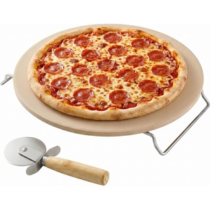 image:imageOVENTE 13 Round Pizza Stone for Oven and Grill Beige BW10132