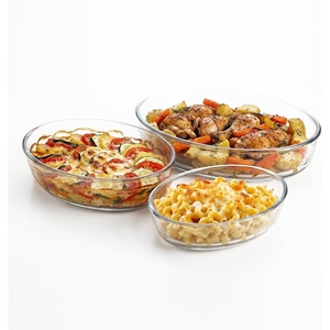 image:imageOVENTE Glass Baking Dish Set 3Piece Oval Bakeware Set Clear GBD33GDB33  Clear