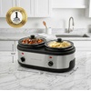 image:imageOVENTE Double Slow Cooker 3Qt Buffet Server Silver SLO215BRSLO215BR  Silver