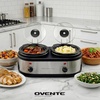image:imageOVENTE Double Slow Cooker 3Qt Buffet Server Silver SLO215BRSLO215BR  Silver
