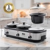 image:imageOVENTE Double Slow Cooker 3Qt Buffet Server Silver SLO215BRSLO315CBR  Silver