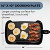 image:imageOVENTE Electric Griddle with 16 x 10 Inch Flat NonStick Cooking Surface Adjustable Thermostat amp Electric Countertop Double Burner 1700W Cooktop with 725 and 610 Inch Cast Iron Hot Plates