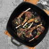image:imageOvente Square Cast Iron Grill Pan 10 Inch with PreSeasoned Non Stick Griddle and Grip Handle Easy Clean Stovetop Cookware for Grilling Frying and Saute Perfect for Meat Bacon Black CWC2307001B