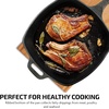 image:imageOvente Square Cast Iron Grill Pan 10 Inch with PreSeasoned Non Stick Griddle and Grip Handle Easy Clean Stovetop Cookware for Grilling Frying and Saute Perfect for Meat Bacon Black CWC2307001B