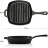 image:imageOvente Square Cast Iron Grill Pan 10 Inch with PreSeasoned Non Stick Griddle and Grip Handle Easy Clean Stovetop Cookware for Grilling Frying and Saute Perfect for Meat Bacon Black CWC2307001B