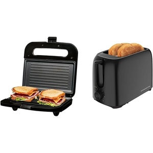 image:imageOVENTE 750W Panini Press Grill amp 700W 2Slice Toaster Bundle  Sandwich Maker amp Toaster Machine Set