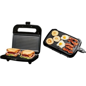 image:imageOVENTE Electric Panini Press Grill with Nonstick Plates LED Lights Thermostat Control amp OVENTE Electric Griddle with 16 x 10 Inch Flat NonStick Cooking Surface Adjustable Thermostat