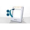 image:imageOvente Square Makeup Mirror 55 Inch 1X 5X Magnification Glass LED Lighted 360 Degree Hand Held Double Sided Spinning Battery Operated Personal Compact Beauty Shaving Stand Plastic Travel White MLT22W