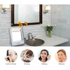 image:imageOvente Square Makeup Mirror 55 Inch 1X 5X Magnification Glass LED Lighted 360 Degree Hand Held Double Sided Spinning Battery Operated Personal Compact Beauty Shaving Stand Plastic Travel White MLT22W