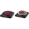 image:imageOVENTE Countertop Infrared Single Burner 1000W Electric Hot Plate with 7 Ceramic Glass Cooktop amp Electric Countertop Single Burner 1000W Cooktop with 6 Stainless Steel Coil Hot Plate