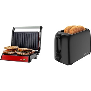 image:imageOVENTE 1000W Electric Panini Press Sandwich Maker and 700W 2 Slice Toaster Machine Bundle