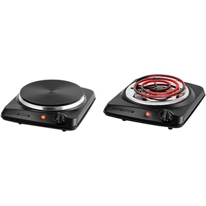 image:imageOVENTE Electric Countertop Single Burner 1000W Cooktop with 725 Inch Cast Iron Hot Plate amp Electric Countertop Single Burner 1000W Cooktop with 6 Stainless Steel Coil Hot Plate