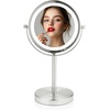 image:imageOVENTE 6 Lighted Tabletop Round Vanity Mirror Antique Bronze MLT60ABZ1X7XNickel Brushed