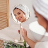 image:imageOVENTE 6 Lighted Tabletop Round Vanity Mirror Antique Bronze MLT60ABZ1X7XNickel Brushed