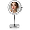 image:imageOVENTE 6 Lighted Tabletop Round Vanity Mirror Antique Bronze MLT60ABZ1X7XPolished Chrome