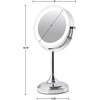 image:imageOVENTE 7 Lighted Tabletop Makeup Mirror 1X amp 7X Magnifier Spinning Double Sided Round LED Great for Vanity Bath amp Bedroom Battery Powered Polished Chrome MCT70CH1X7X Pack of 2Polished Chrome