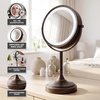 image:imageOVENTE 7 Lighted Tabletop Makeup Mirror 1X amp 7X Magnifier Spinning Double Sided Round LED Great for Vanity Bath amp Bedroom Battery Powered Polished Chrome MCT70CH1X7X Pack of 2Antique Bronze