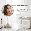 image:imageOVENTE 7 Lighted Tabletop Makeup Mirror 1X amp 7X Magnifier Spinning Double Sided Round LED Great for Vanity Bath amp Bedroom Battery Powered Polished Chrome MCT70CH1X7X Pack of 2Nickel Brushed