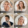 image:imageOVENTE 7 Lighted Tabletop Makeup Mirror 1X amp 7X Magnifier Spinning Double Sided Round LED Great for Vanity Bath amp Bedroom Battery Powered Polished Chrome MCT70CH1X7X Pack of 2Nickel Brushed