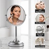 image:imageOVENTE 7 Lighted Tabletop Makeup Mirror 1X amp 7X Magnifier Spinning Double Sided Round LED Great for Vanity Bath amp Bedroom Battery Powered Polished Chrome MCT70CH1X7X Pack of 2Polished Chrome