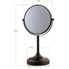 image:imageOVENTE 7 Lighted Tabletop Makeup Mirror 1X amp 7X Magnifier Spinning Double Sided Round LED Great for Vanity Bath amp Bedroom Battery Powered Polished Chrome MCT70CH1X7X Pack of 2Antique Bronze