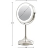 image:imageOVENTE 7 Lighted Tabletop Makeup Mirror 1X amp 7X Magnifier Spinning Double Sided Round LED Great for Vanity Bath amp Bedroom Battery Powered Polished Chrome MCT70CH1X7X Pack of 2Nickel Brushed