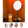 image:imageOVENTE 7 Lighted Tabletop Makeup Mirror 1X amp 7X Magnifier Spinning Double Sided Round LED Great for Vanity Bath amp Bedroom Battery Powered Polished Chrome MCT70CH1X7X Pack of 2Antique Bronze