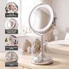 image:imageOVENTE 7 Lighted Tabletop Makeup Mirror 1X amp 7X Magnifier Spinning Double Sided Round LED Great for Vanity Bath amp Bedroom Battery Powered Polished Chrome MCT70CH1X7X Pack of 2Polished Chrome