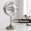 image:imageOVENTE 7 Lighted Tabletop Makeup Mirror 1X amp 7X Magnifier Spinning Double Sided Round LED Great for Vanity Bath amp Bedroom Battery Powered Polished Chrome MCT70CH1X7X Pack of 2Nickel Brushed
