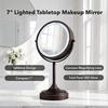 image:imageOVENTE 7 Lighted Tabletop Makeup Mirror 1X amp 7X Magnifier Spinning Double Sided Round LED Great for Vanity Bath amp Bedroom Battery Powered Polished Chrome MCT70CH1X7X Pack of 2Antique Bronze