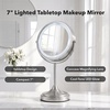 image:imageOVENTE 7 Lighted Tabletop Makeup Mirror 1X amp 7X Magnifier Spinning Double Sided Round LED Great for Vanity Bath amp Bedroom Battery Powered Polished Chrome MCT70CH1X7X Pack of 2Nickel Brushed