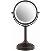 image:imageOVENTE 7 Lighted Tabletop Makeup Mirror 1X amp 7X Magnifier Spinning Double Sided Round LED Great for Vanity Bath amp Bedroom Battery Powered Polished Chrome MCT70CH1X7X Pack of 2Antique Bronze