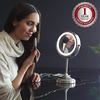 image:imageOVENTE 7 Lighted Tabletop Makeup Mirror 1X amp 7X Magnifier Spinning Double Sided Round LED Great for Vanity Bath amp Bedroom Battery Powered Polished Chrome MCT70CH1X7X Pack of 2Nickel Brushed