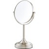 image:imageOVENTE 7 Lighted Tabletop Makeup Mirror 1X amp 7X Magnifier Spinning Double Sided Round LED Great for Vanity Bath amp Bedroom Battery Powered Polished Chrome MCT70CH1X7X Pack of 2Nickel Brushed