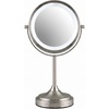 image:imageOVENTE 7 Lighted Tabletop Makeup Mirror 1X amp 7X Magnifier Spinning Double Sided Round LED Great for Vanity Bath amp Bedroom Battery Powered Polished Chrome MCT70CH1X7X Pack of 2Nickel Brushed