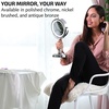 image:imageOVENTE 7 Lighted Tabletop Makeup Mirror 1X amp 7X Magnifier Spinning Double Sided Round LED Great for Vanity Bath amp Bedroom Battery Powered Polished Chrome MCT70CH1X7X Pack of 2Polished Chrome