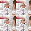image:imageOVENTE 7 Lighted Tabletop Makeup Mirror 1X amp 7X Magnifier Spinning Double Sided Round LED Great for Vanity Bath amp Bedroom Battery Powered Polished Chrome MCT70CH1X7X Pack of 2Nickel Brushed