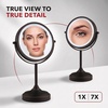 image:imageOVENTE 7 Lighted Tabletop Makeup Mirror 1X amp 7X Magnifier Spinning Double Sided Round LED Great for Vanity Bath amp Bedroom Battery Powered Polished Chrome MCT70CH1X7X Pack of 2Antique Bronze