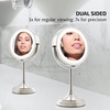 image:imageOVENTE 7 Lighted Tabletop Makeup Mirror 1X amp 7X Magnifier Spinning Double Sided Round LED Great for Vanity Bath amp Bedroom Battery Powered Polished Chrome MCT70CH1X7X Pack of 2Nickel Brushed