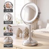 image:imageOVENTE 7 Lighted Tabletop Makeup Mirror 1X amp 7X Magnifier Spinning Double Sided Round LED Great for Vanity Bath amp Bedroom Battery Powered Polished Chrome MCT70CH1X7X Pack of 2Nickel Brushed