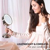 image:imageOVENTE 7 Lighted Tabletop Makeup Mirror 1X amp 7X Magnifier Spinning Double Sided Round LED Great for Vanity Bath amp Bedroom Battery Powered Polished Chrome MCT70CH1X7X Pack of 2Nickel Brushed
